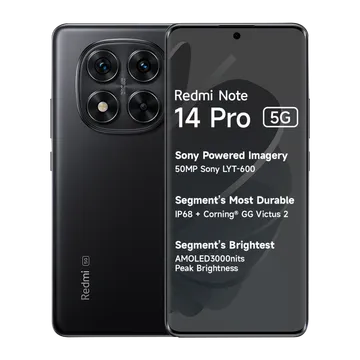Redmi Android Smartphone Note 14 Pro 5G (8GB RAM, 128GB Storage/ROM) MZB0I1JIN Titan Bklack
