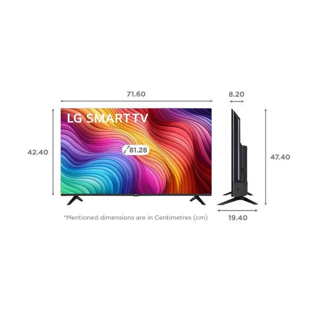 LG HD LED TV 81 cm (32 inches) 32LR686 Black | 20W SOUND A5 GEN6 AI 4K PROCESSOR, Quick Card, LG ThinQ™ WebOS w/ Magic Remote